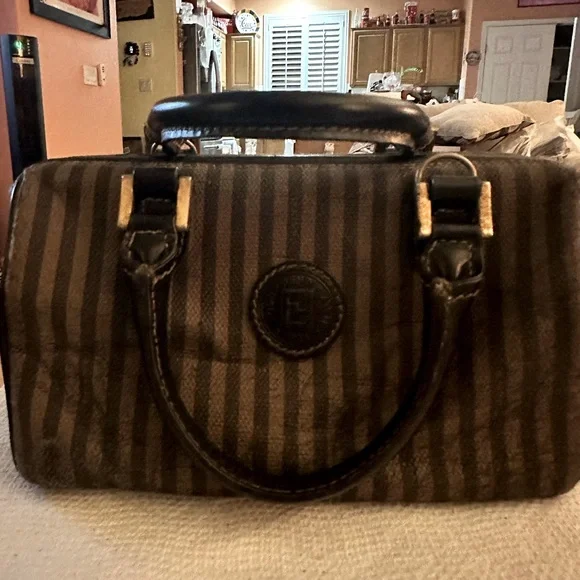 PRELOVED: FENDI MINI DINNER BAG. Penguin Stripe. - Picture 3 of 17
